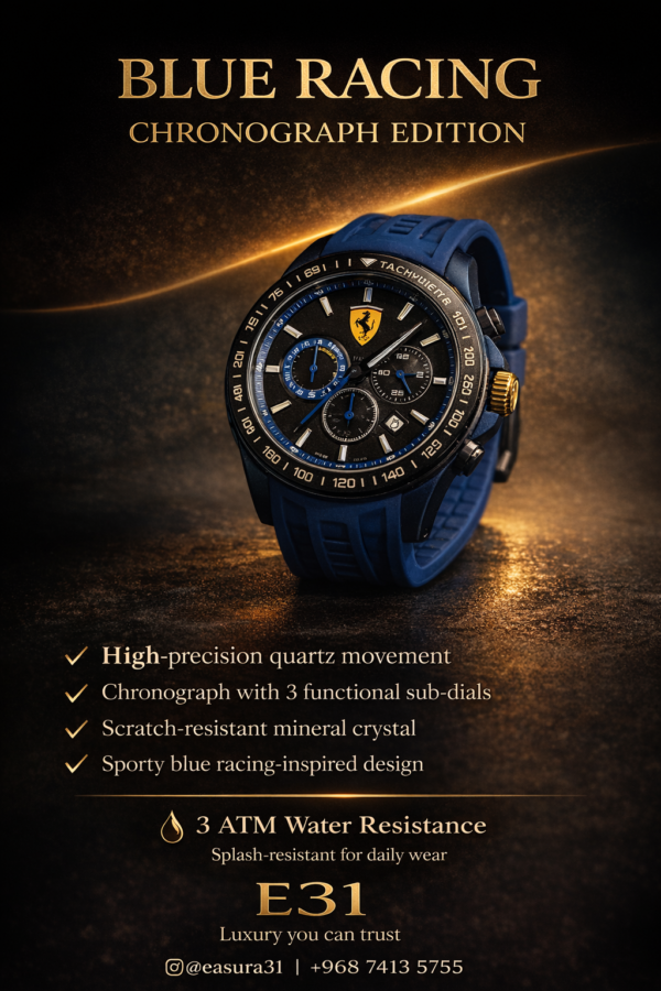 ChatGPT Image Dec 25, 2025, 05_33_04 AM Ferrari Blue Racing Chronograph Watch